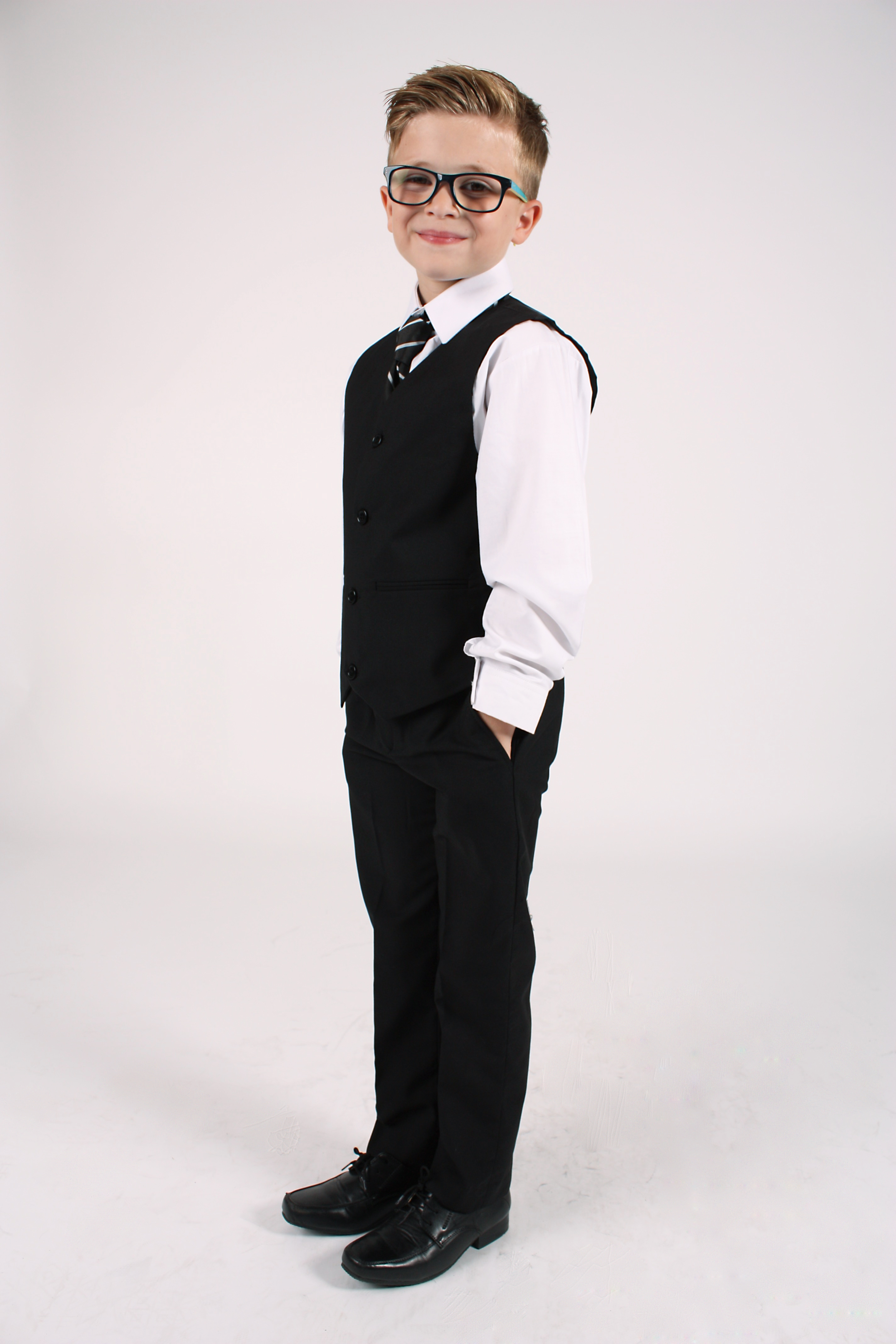 Boy's Black Formal 5-Piece Suit Set